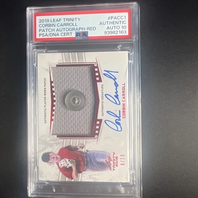 2019 Leaf Trinity Corbin Carroll Red Auto Relic /10 Button Patch RPA. Auto 10  - Image 1 of 2