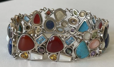 Pulsera SLT 925 Multi Piedra Plata de Ley 1" Eslabón 8" L 52,5 gramos Foto 1 de 4
