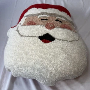 Vintage 18" LARGE Laughing SANTA CLAUS Pillow Latch Hook - Picture 1 of 3
