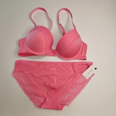 CALVIN KLEIN Flirty Push Up Bra Set Underwear Panties briefs BNWT Sz S 12B Pink - image 1 of 4