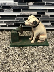 Hierro Fundido "Nipper" RCA Records Perro con Fonógrafo Alcancía De Colección - Imagen 1 de 8