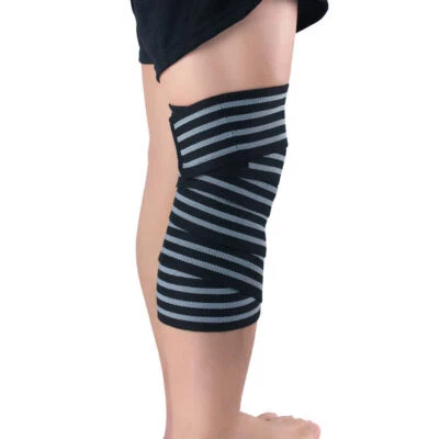 Men Striped Stretch Bandage Sports Fitness Elastic Support Gym Running Knee Pad - Image 1 of 4