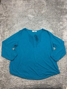 Cato Shirt Womens Size 18W 20W Blue Woman Stretch Blouse 3/4 Sleeve - Picture 1 of 12