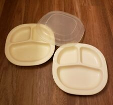 2 Rubbermaid Microwave Heatables Divided Dishes One Lid 0059 Speckled Almond