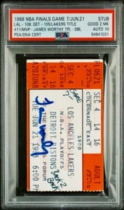 1988 NBA FINALS GAME 7 MVP-JAMES WORTHY SIGNED TICKET LAKERS🏆#11 PSA 2 AUTO 10 - Picture 1 of 24