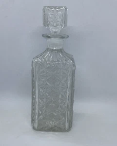 Vintage Crystal Cut Glass Decanter Square Heavy 25cm - Picture 1 of 8