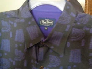 Nuovo con etichette! NAT NAST nero + design retrò anni '50 blu! 100% seta M - Foto 1 di 2