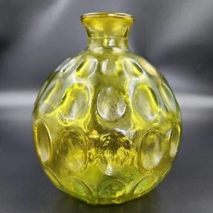 Yellow Globe Vase Centerpiece Thumbprint Recycled Glass Vidrios San Miguel Spain - Picture 1 of 15