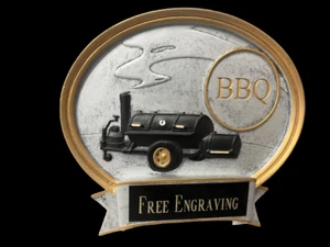 BBQ 6" Oval Plaque Resin Trophy Award Silver - Free Engraving (56201GS) - Picture 1 of 1