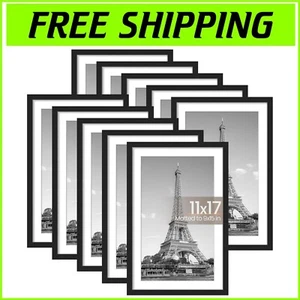 Versatile 11x17 Collage Frame Set - Display Photos with 9x15 Mat or Without - Picture 1 of 6