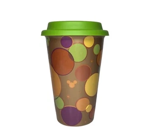 Taza de viaje de Disney Mickey Mouse oro cobre cerámica tapa de silicio verde - Imagen 1 de 10
