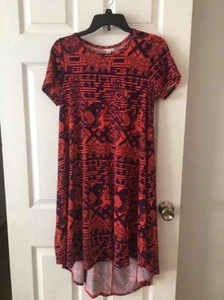LuLaRoe Carly Xs red & purple Orange Aztec Abstract EUC - Picture 1 of 3