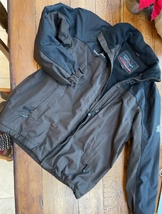 Men's sz medium ZeroXposur black/ brown Jacket fleece lined coat hidden hood - Picture 1 of 8