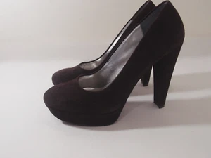 Calvin Klein Dark Brown Round Toe High Heel Suede Stiletto Sz 9.5m Womens Pumps - Picture 1 of 15
