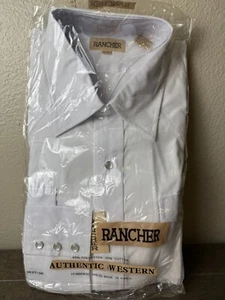 Vintage Rancher Authentic Western Shirt Mens 16-35 Pearl Snap White Large NEW! - Picture 1 of 3