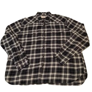 Lucky Brand Classic Fit Button Up Shirt Long Sleeve XXL Black and White Plaid - Picture 1 of 6