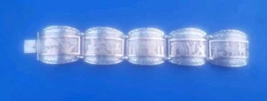 Vintage Sterling Silber 925 / 18K Gelbgold 4 Panel Geschichtenerzähler Armband. Peru - Bild 1 von 5