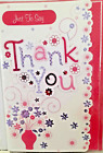 THANK YOU CARD CARD - LOVELY EMBOSSED REALLY PRETTY PINK CARD 23 X 15 CMS