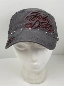 Gorra gris no estructurada con cordones ajustables bordada Harley Davidson para dama - Imagen 1 de 9