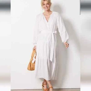 Roan + Ryan Evereve Josephina Kleid weiß gestreift Seersucker S neu ohne Etikett - Bild 1 von 8