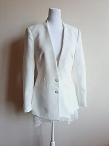NEW Jonathan Simkhai White Lace Trim Blazer Size 6 - Picture 1 of 23