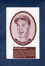 #SH100 JOE DiMAGGIO, Yankees | 1975 Sport Hobbyist 3-1/2"X 5" card with AD BACK