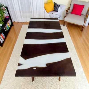 Custom Made White Epoxy Top Center Table, Dining Table, Acacia Wood Countertop - Picture 1 of 12