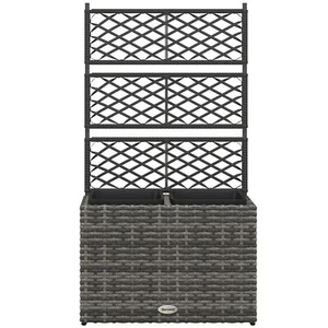 Outsunny Fioriera con Spalliera e 2 Vasi 22L in Acciaio e Rattan PE 57x30x107cm - Foto 1 di 10