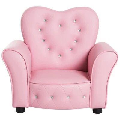 Kids Sofa Toddler Tufted Upholstered Sofa Chair Princess Couch with Diamond - Image 1 of 4