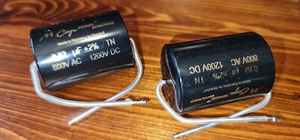 2 Capacitors Mundorf MCap Supreme Silver Gold 0,82 uF 1200Vdc Germany (Like New) - Zdjęcie 1 z 5