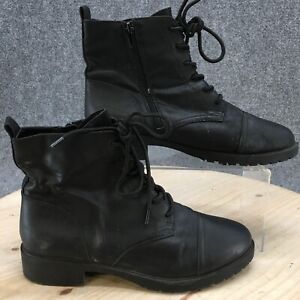 Aldo Boots Womens 9 Combat Black Lace Up Comfort Casual Ankle Top Cap Toe Block