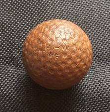 RARE P-F-W-F GOLF BALL,CIRCA 1897,VERY SIGNIFICANT BALL,1st DIMPLE! COLLECTABLE.