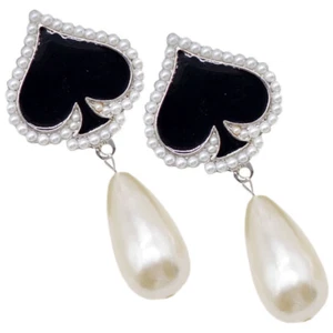 1 Pair Poker Card Drop Earrings Women Spade Poker Dangle Earrings Jewelry Girl - Picture 1 of 12