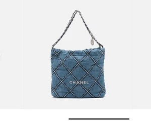 Chanel AS3260 Matrasse Medal Charm Hobo Shoulderbag Blue Demim / Silver Hardware - Picture 1 of 12