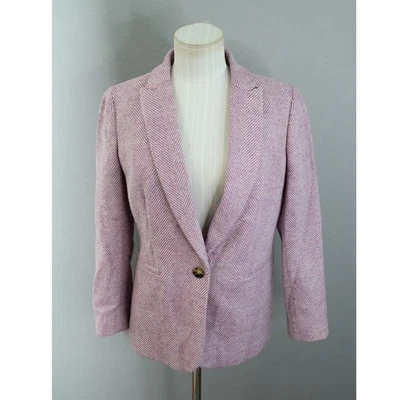 Blazer J Crew Parke 8P espiga tweed rosa púrpura botón único para mujer Foto 1 de 4