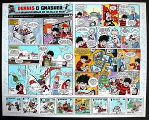 ISLA OF MAN 2018 A BEANO NAVIDAD DENNIS & GNASHER HOJA GRANDE MNH - Imagen 1 de 1