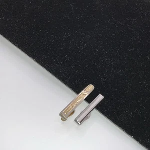 Swank Tie Clip Barra Plana Chapada en Oro y Plata Distintiva Pieza Juego De 2 De Colección - Imagen 1 de 20