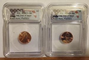 2025 Lincoln Cent MS67+ PLUS RD Last Year of Issue Penny P & D Mints FLAG LABEL - Picture 1 of 3