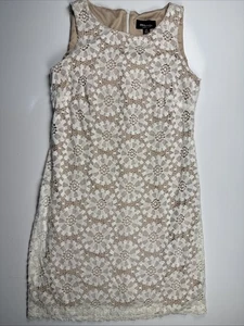 RN Studio by Ronni Nicole Womens Dress 8 Sleeveless Beige White Lace Overlay - Picture 1 of 9