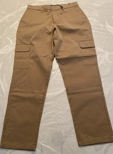 Kenneth Cole Cargo Pants Mens 34 30 Tan Casual Tapered Fit Dark Khaki New - Picture 1 of 9