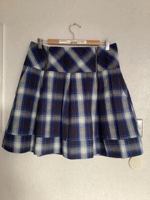 Gorgeous Pleated checked blue white and black short skirt size 12 - Image 1 of 4