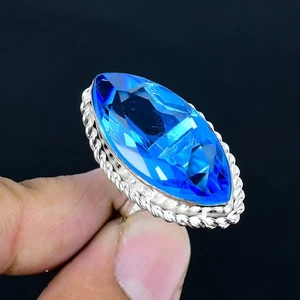Tanzanite Quartz Marquise Gemstone 925 Sterling Silver Adjustable Ring VJ 1280 - Picture 1 of 5
