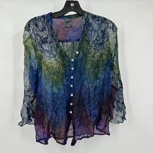 Damen Whimsigoth transparentes Boho Top Größe S Festival Top ombre Fee Grunge künstlerisch - Bild 1 von 8