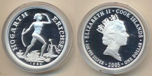 Cook Island: 2005 $1 1860 Hogarth, Erichsen & Co Aboriginal 3d 1oz 999 Silver - Picture 1 of 1