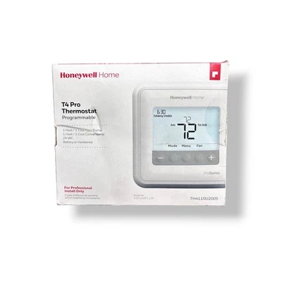 New Honeywell T4 Pro Programmable Thermostat 1 Heat/ 1 Cool 24 VAC - TH4110U2005 - Image 1 of 4