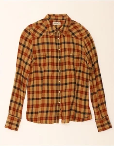 Camisa de franela para mujer WRANGLER UK 12 mediana marrón a cuadros DC97 - Imagen 1 de 3
