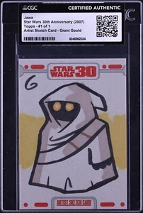2007 Topps Star Wars 30th Artist Sketch Grant Gould Jawa 1/1 CGC AUTH - Picture 1 of 2