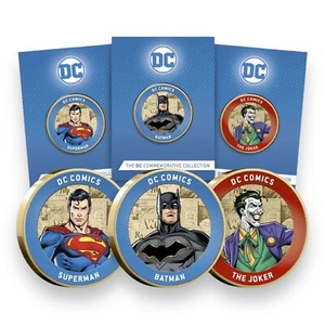 Trío oficial de DC Comics x3 monedas - Batman Superman y el Joker - Imagen 1 de 6