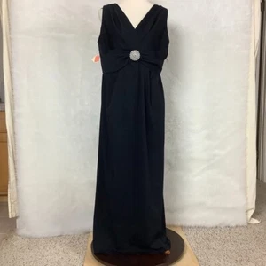 Vintage 60s 70s Black Sleeveless Rhinestone Evening Dress Plus Size NWT L/XL - Picture 1 of 8