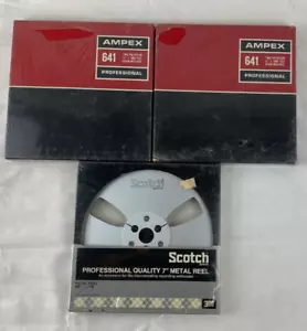 Lot of 3 Vintage Scotch 641 Ampex Professional 1/4 7" Recording Tape Reels - Picture 1 of 6